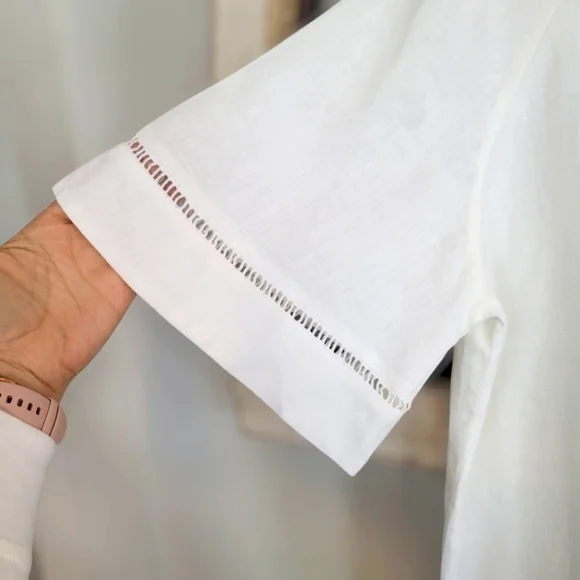 Symple NYC 100% Linen Off White Blouse Size S - Picture 4 of 5